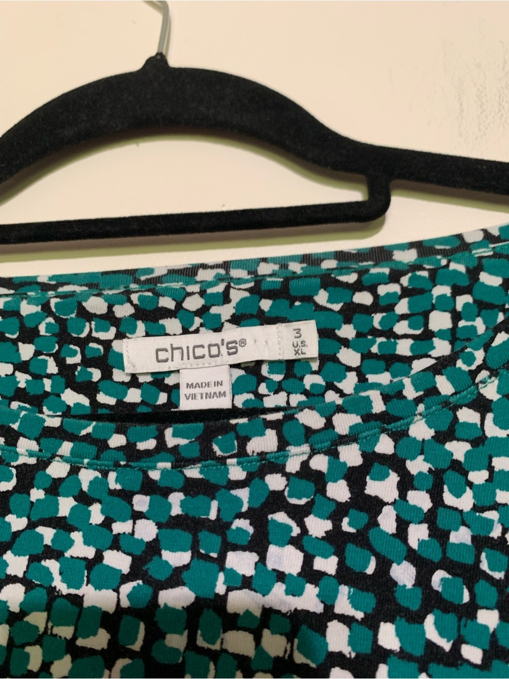 Chico's Teal and White Patterned Long Sleeve Top X-Large - Picture 2 of 3